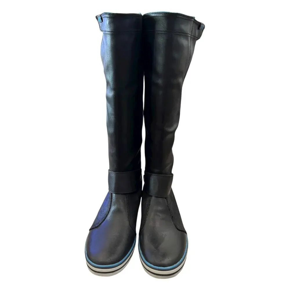 Nike Carico Tall Leather Boots NWOB Black Blue Women’s US 9 EU 40.5